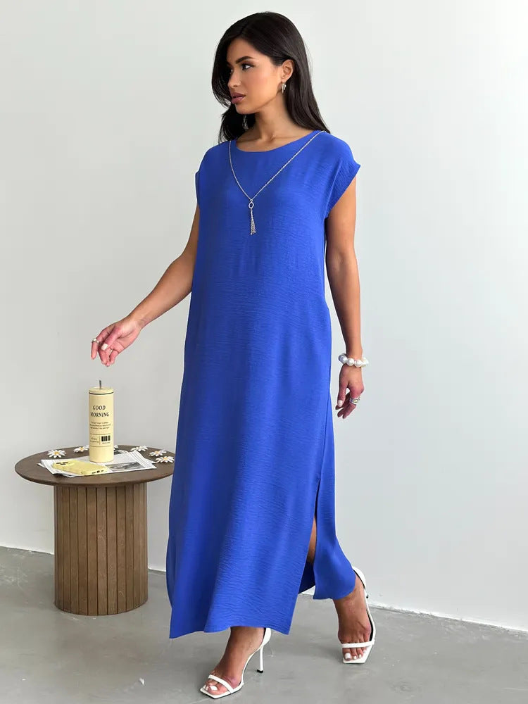 Women's Casual Side Slit Maxi Lounge Dress