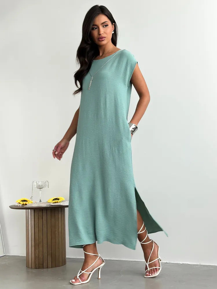 Women's Casual Side Slit Maxi Lounge Dress