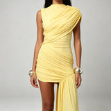 Women's Ruched One Shoulder Bodycon Mini Dress