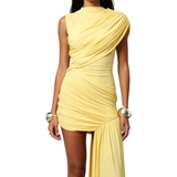 Women's Ruched One Shoulder Bodycon Mini Dress