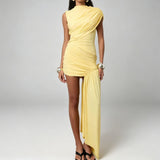 Women's Ruched One Shoulder Bodycon Mini Dress