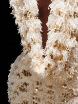 Women's Feather Sequin Open Front Festival Vest