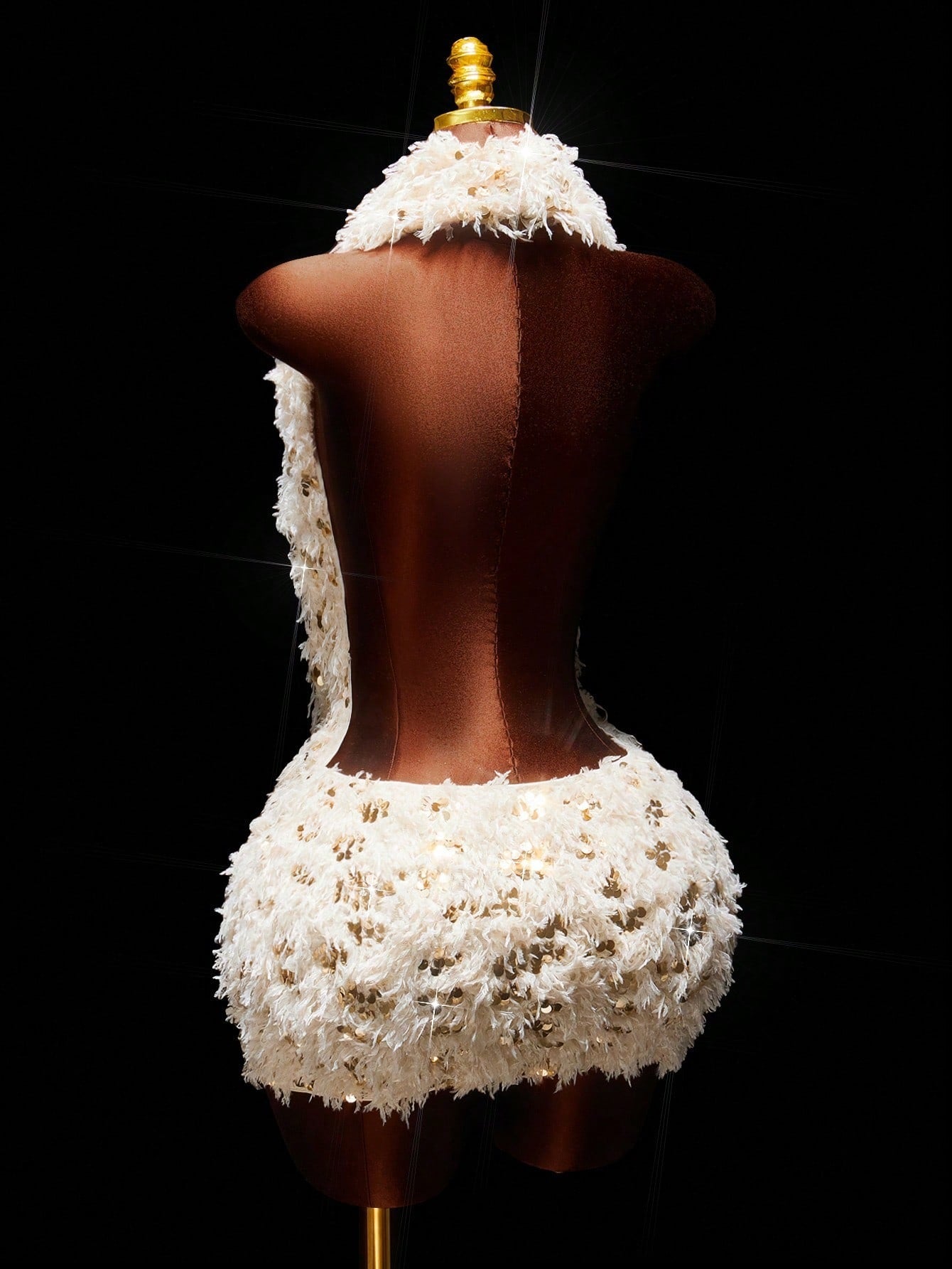 Women's Feather Sequin Open Front Festival Vest