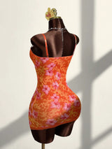 Women's Leopard Print Lace Trim Bodycon Mini Dress
