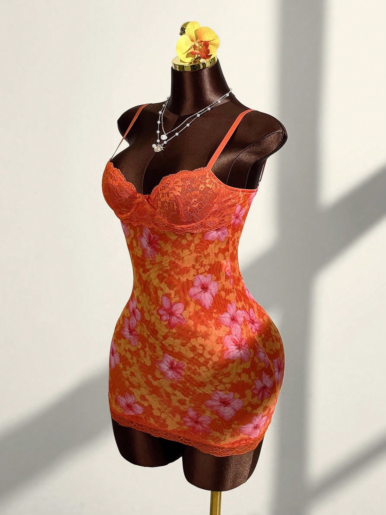 Women's Leopard Print Lace Trim Bodycon Mini Dress