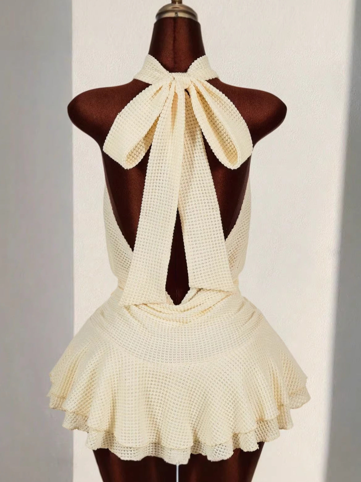 Women's Elegant Halter Neck  Ruffle Mini Dress