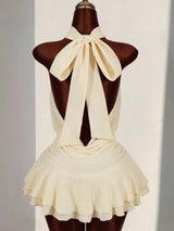 Women's Elegant Halter Neck  Ruffle Mini Dress