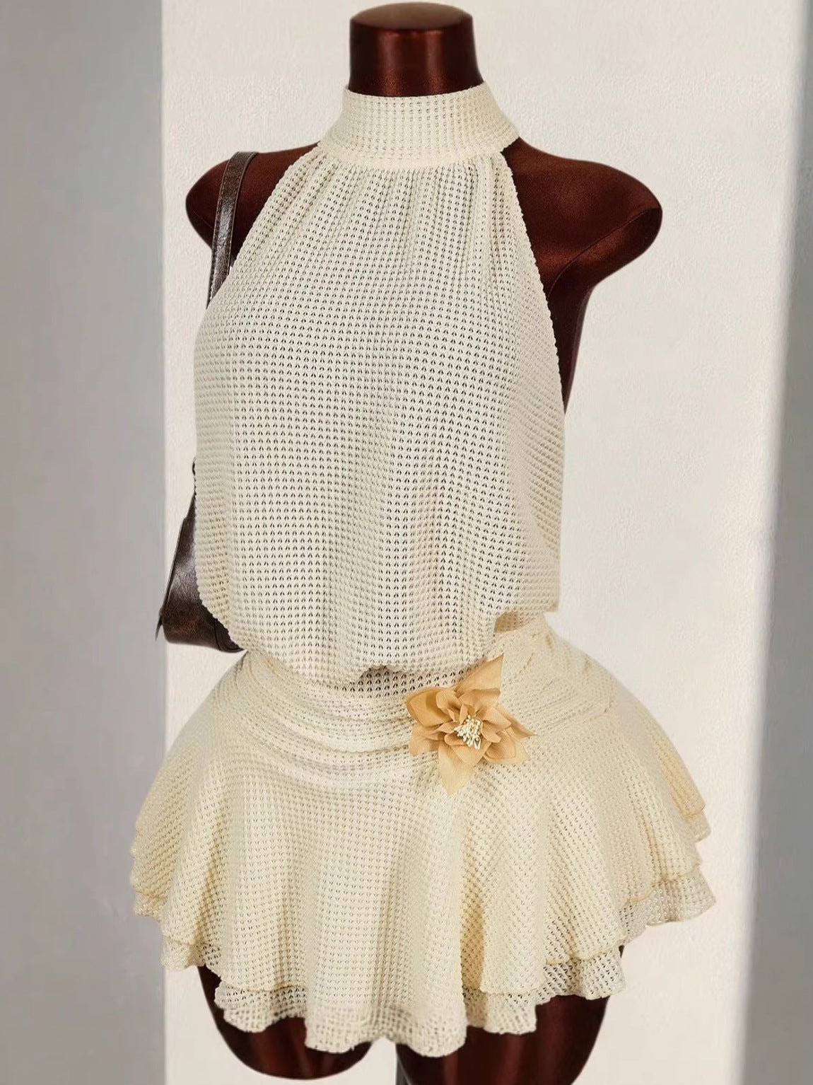 Women's Elegant Halter Neck  Ruffle Mini Dress