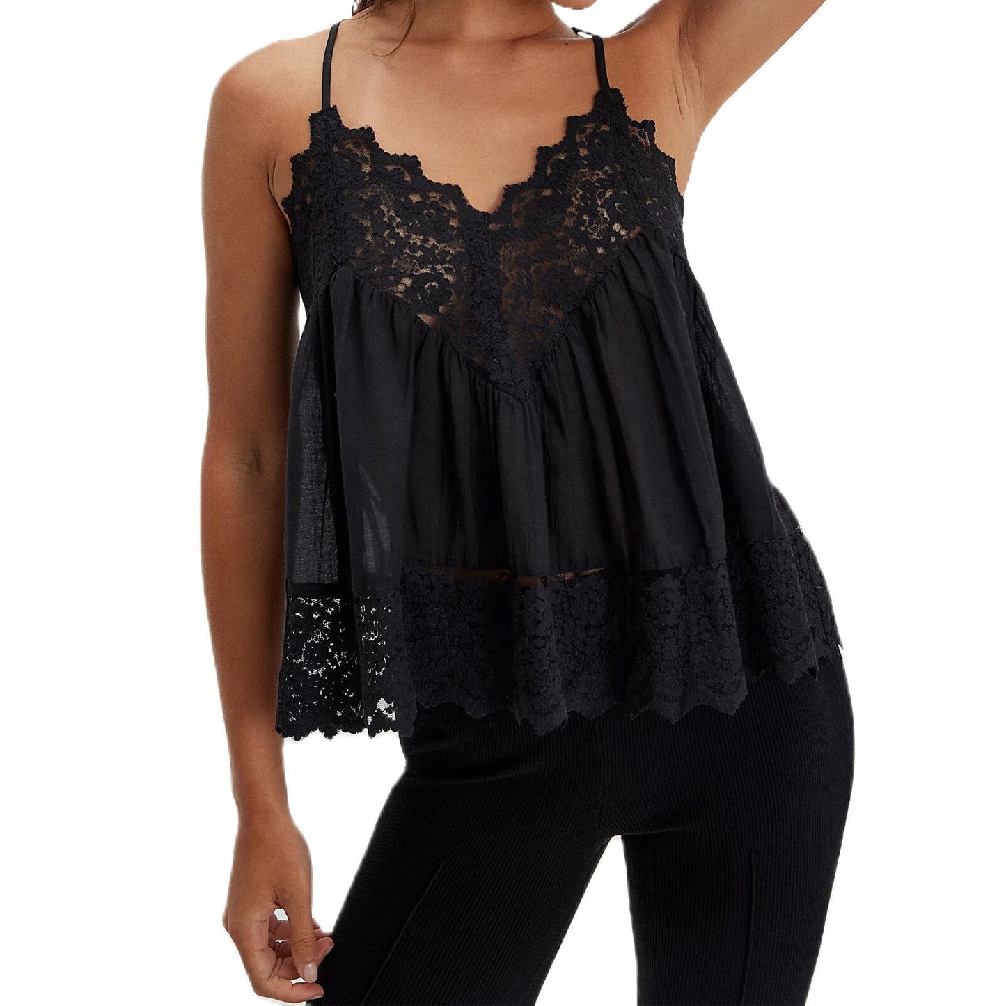 Elegant Black Lace Cami Top