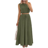 Elegant Black Sleeveless Crop Top & Maxi Skirt