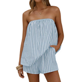 Casual Red Stripe Strapless Top