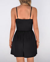 Black Sleeveless Ruched Waist Romper