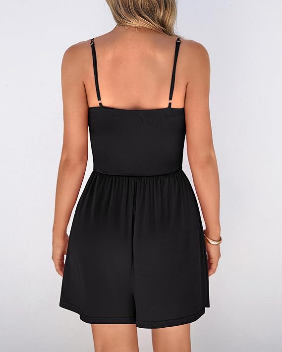 Black Sleeveless Ruched Waist Romper