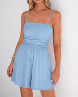 Black Sleeveless Ruched Waist Romper