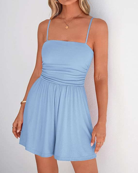 Black Sleeveless Ruched Waist Romper