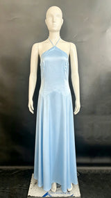 Elegant Sky Blue One-Shoulder Satin Evening Gown
