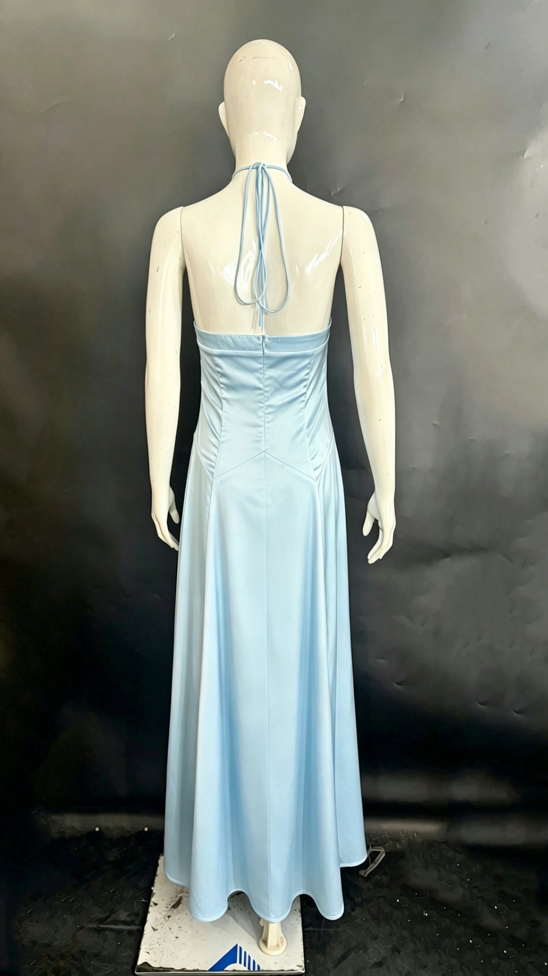 Elegant Sky Blue One-Shoulder Satin Evening Gown