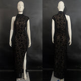 Black Lace One-Shoulder Cutout Maxi Dress