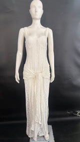 White Lace Corset Maxi Evening Dress