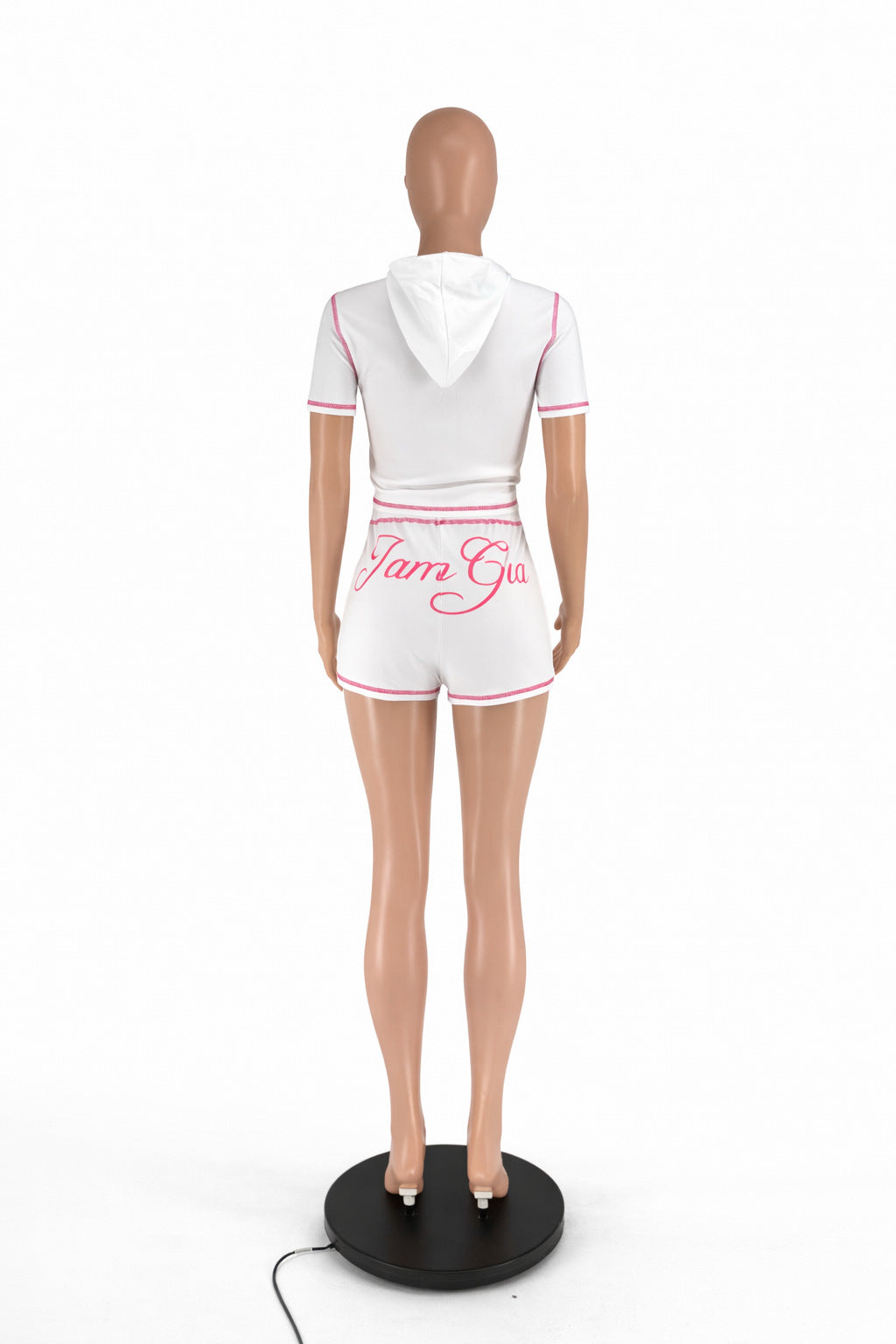 White Zip-Up Hooded Romper Lounge Set