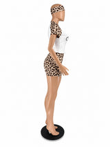 Leopard Print Lounge Shorts Set with  Headband