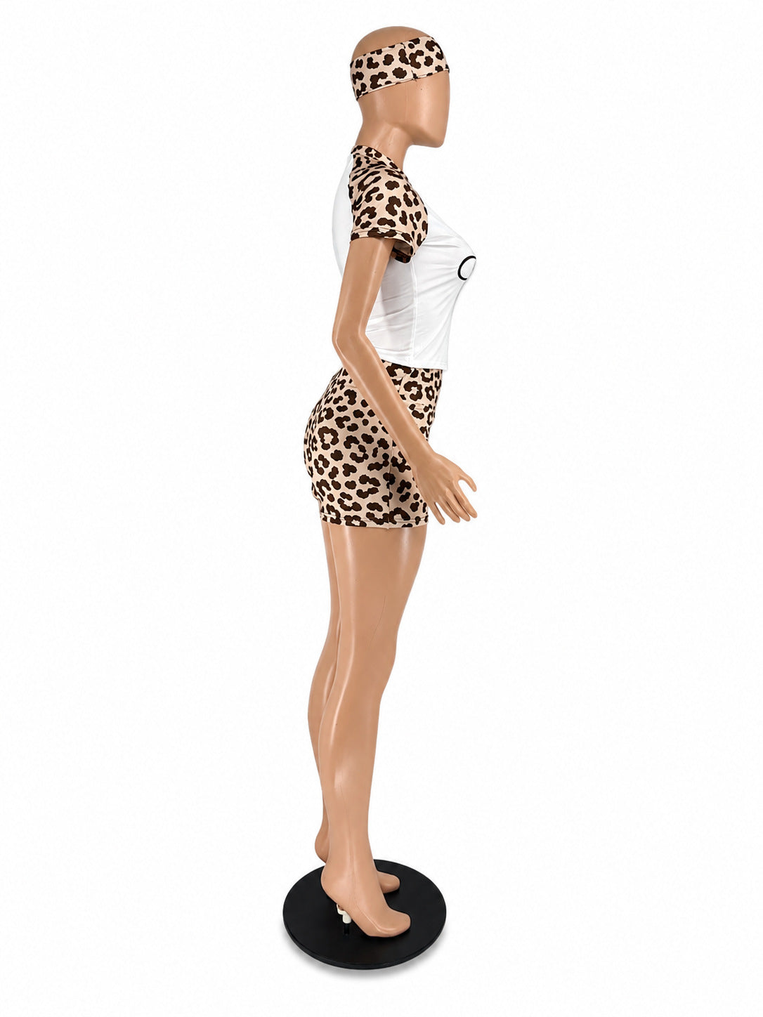 Leopard Print Lounge Shorts Set with  Headband