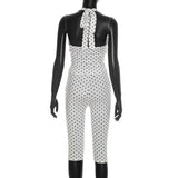 Women's Polka Dot Halter Capri Jumpsuit