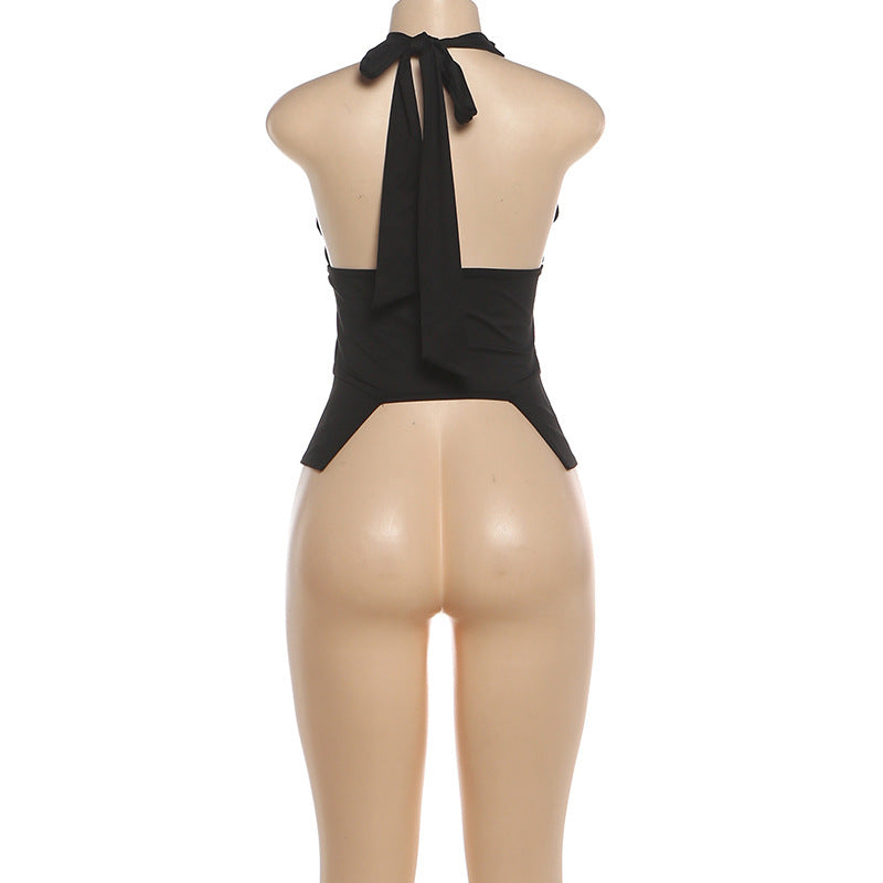 Women's Lace-Up Halter Corset Tank Top