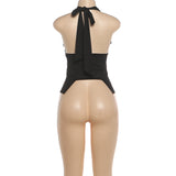 Women's Lace-Up Halter Corset Tank Top