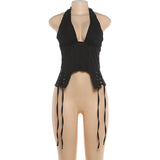 Women's Lace-Up Halter Corset Tank Top