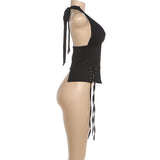 Women's Lace-Up Halter Corset Tank Top