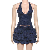 Women's Halter Ruffle Mini Skirt Set