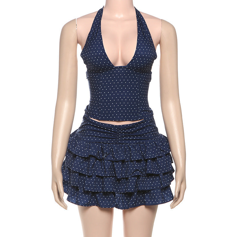 Women's Halter Ruffle Mini Skirt Set