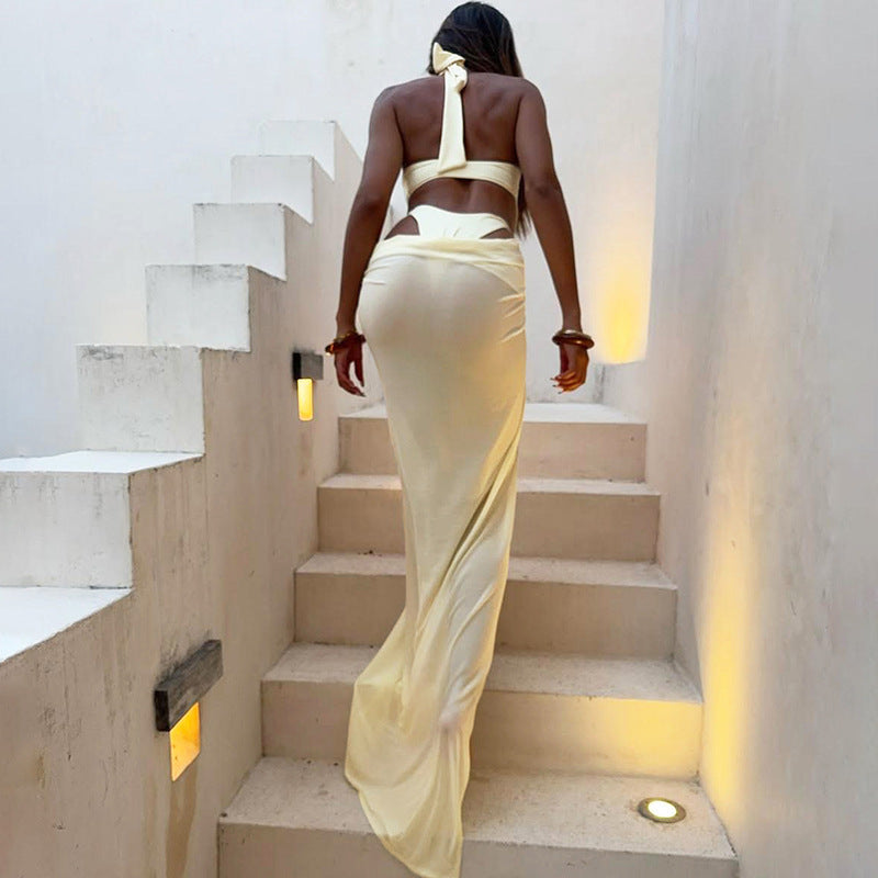 Women's Halter Cutout Maxi Evening Dress