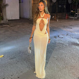 Women's Halter Cutout Maxi Evening Dress