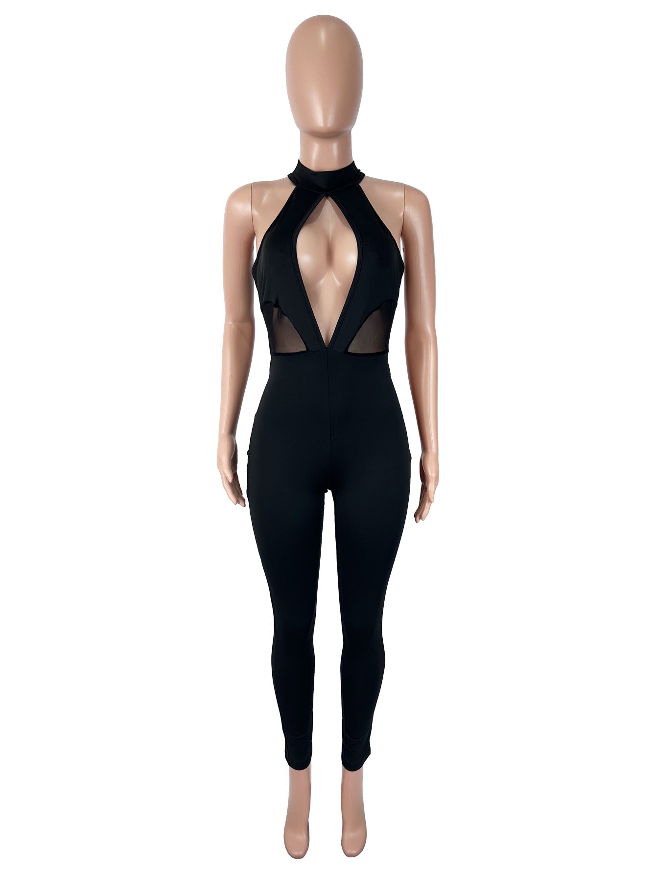 Women's Halter Cutout Bodycon Jumpsuit