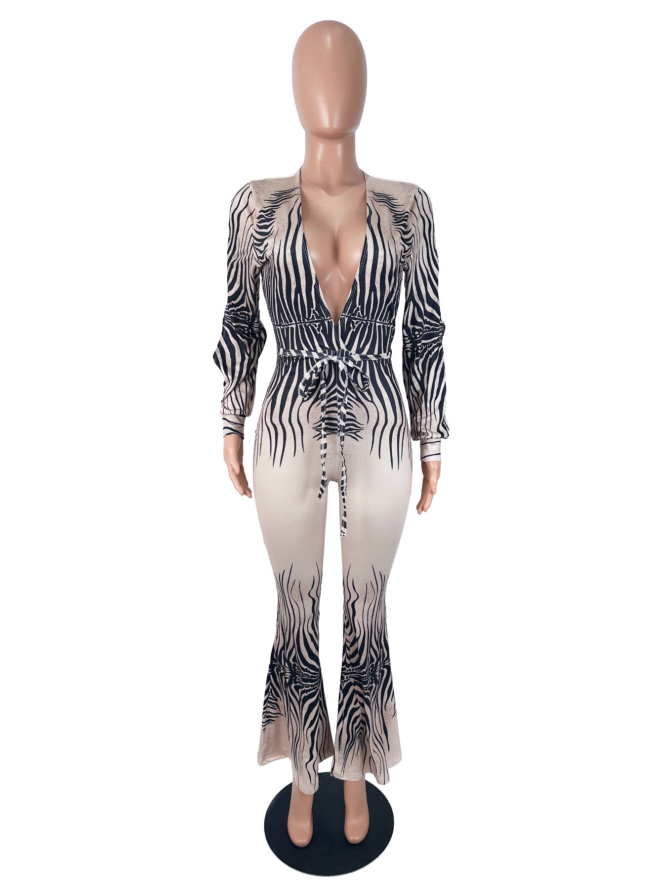 Women's Zebra Print Plunge Maxi Dress