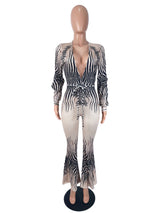 Women's Zebra Print Plunge Maxi Dress