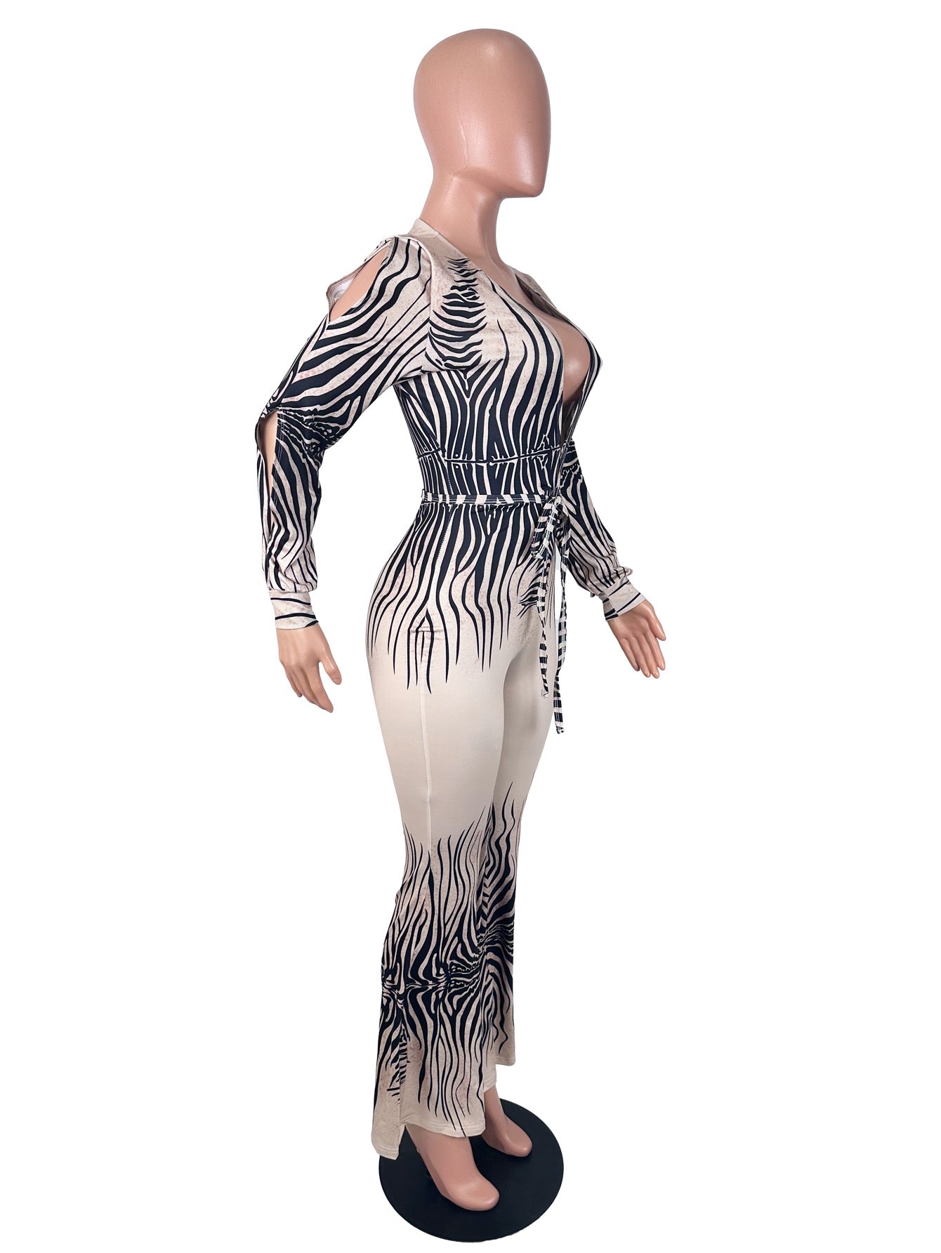 Women's Zebra Print Plunge Maxi Dress