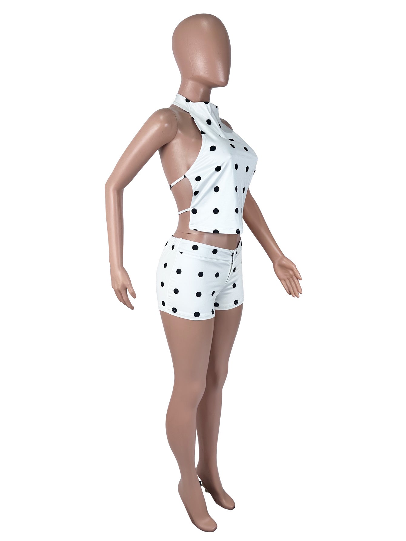 Women's Polka Dot Halter Top & Shorts Set