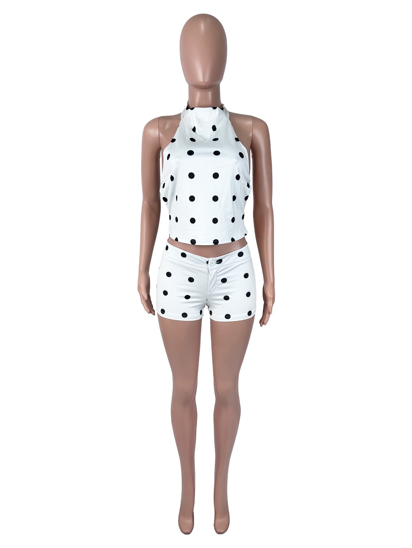 Women's Polka Dot Halter Top & Shorts Set