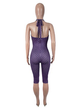 Women's Polka Dot Bodycon Capri Jumpsuit