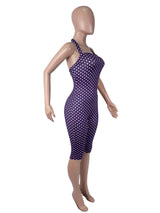 Women's Polka Dot Bodycon Capri Jumpsuit