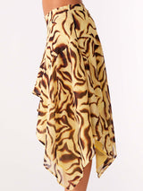 Women's Asymmetrical Animal Print Midi Skirt