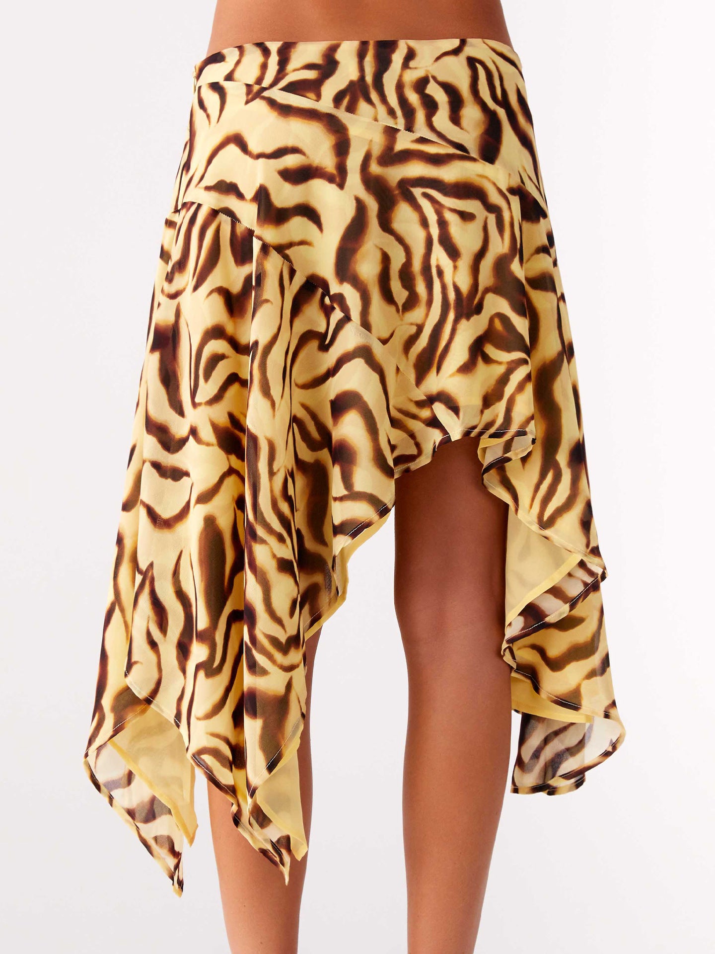 Women's Asymmetrical Animal Print Midi Skirt