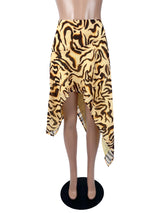 Women's Asymmetrical Animal Print Midi Skirt