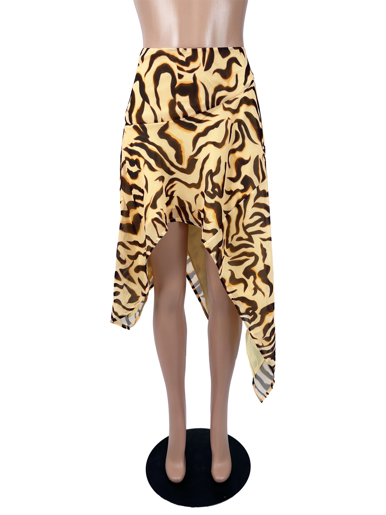 Women's Asymmetrical Animal Print Midi Skirt