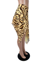 Women's Asymmetrical Animal Print Midi Skirt