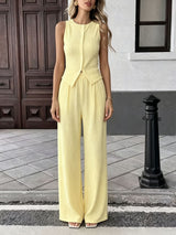 Women's Sleeveless Top & Wide Leg Pants Set