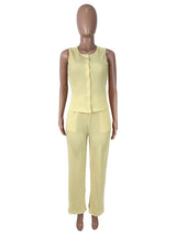 Women's Sleeveless Top & Wide Leg Pants Set